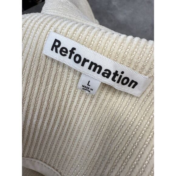 Reformation Walden Wrap Cream Long belted Coat sz L - Picture 13 of 15